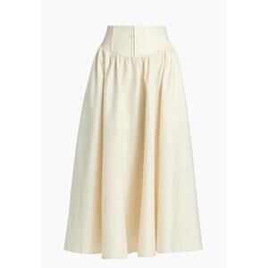 Reformation Polina Cotton Midi Skirt Sugar Cream Size 12